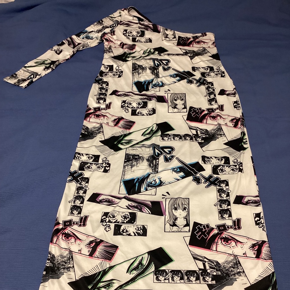 Fashion Nova Anime bodycon one-shoulder dress, size 3X